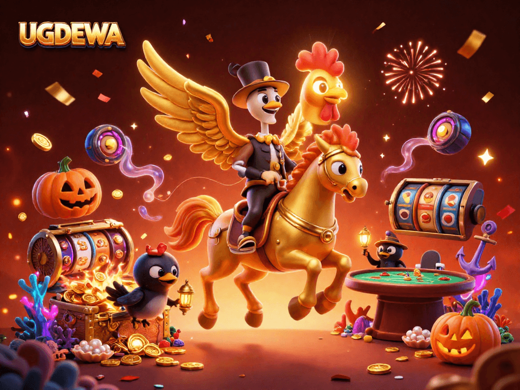 Experience thrilling gameplay with UGDEWA's immersive casino adventure featuring a golden rooster and mystical elements.