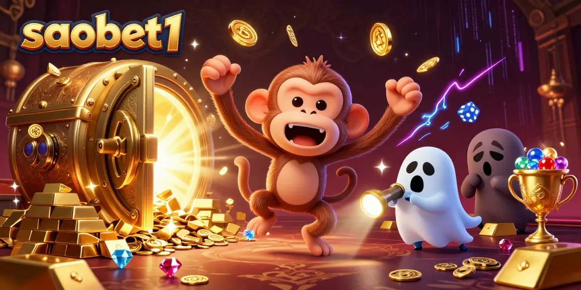 Experience thrilling games with saobet1 at a haunted casino showcasing ghostly characters and treasures.
