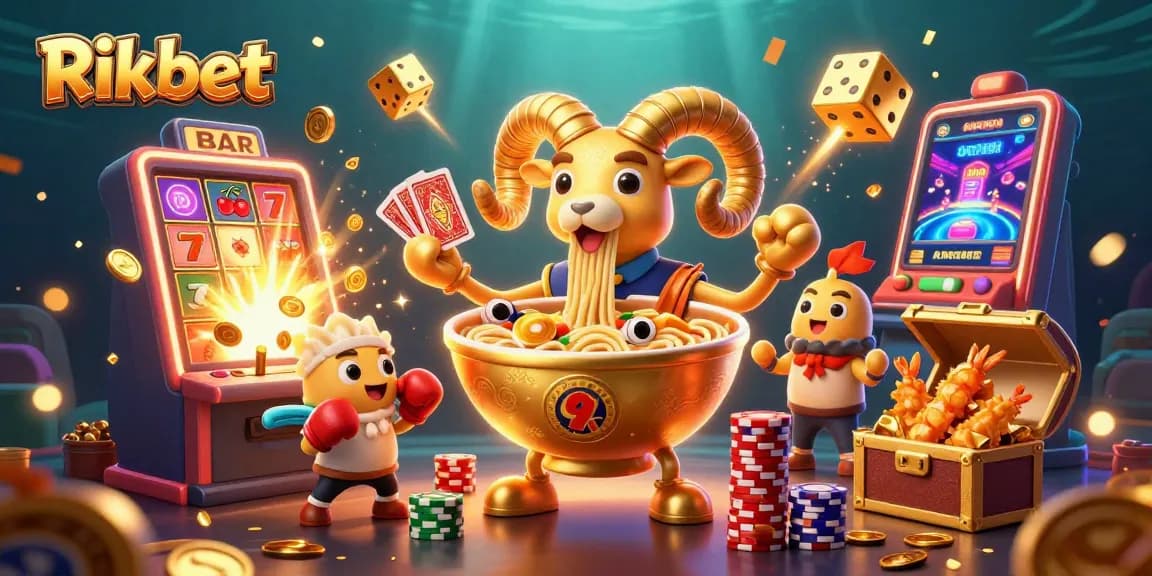 Experience vibrant gameplay with Rikbet’s cartoon-style characters in an exciting casino scene.