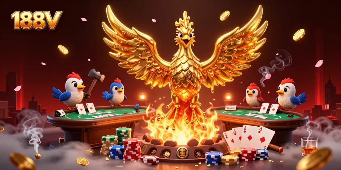 Experience thrilling gameplay at 188V with a visually rich poker scene showcasing excitement and luxury in the casino.
