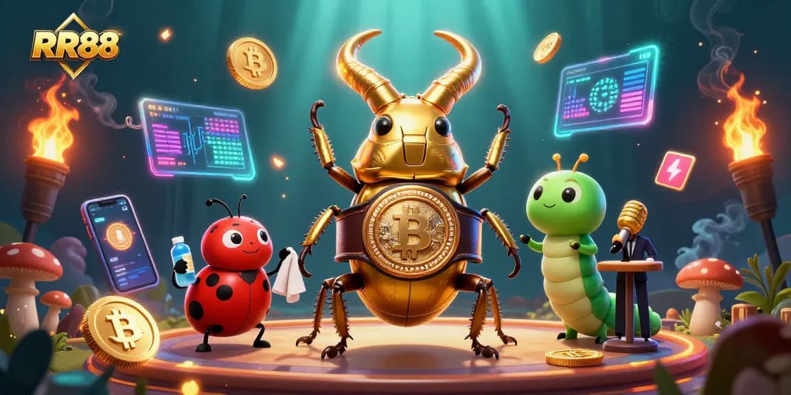Engage with RR88's unmatched casino experience, featuring dynamic characters amidst crypto elements.