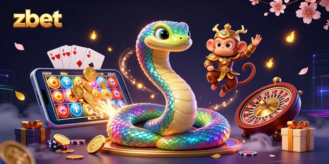 Spin the reels and win at zbet with this vibrant, animated casino illustration featuring dynamic gaming elements.