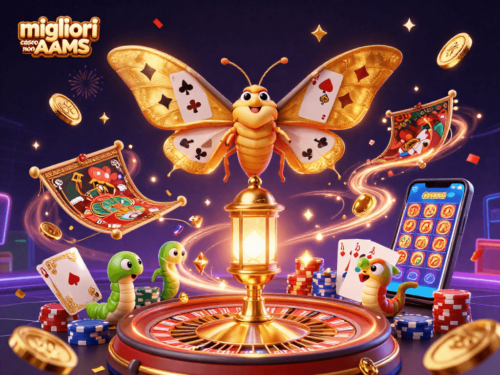 Visualizza i migliori casino non AAMS con un'atmosfera festiva piena di monete d'oro e giochi