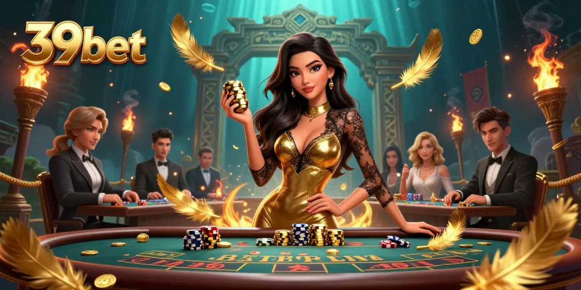Engage with high-stakes gaming at 39bet's luxurious baccarat table featuring elite players.