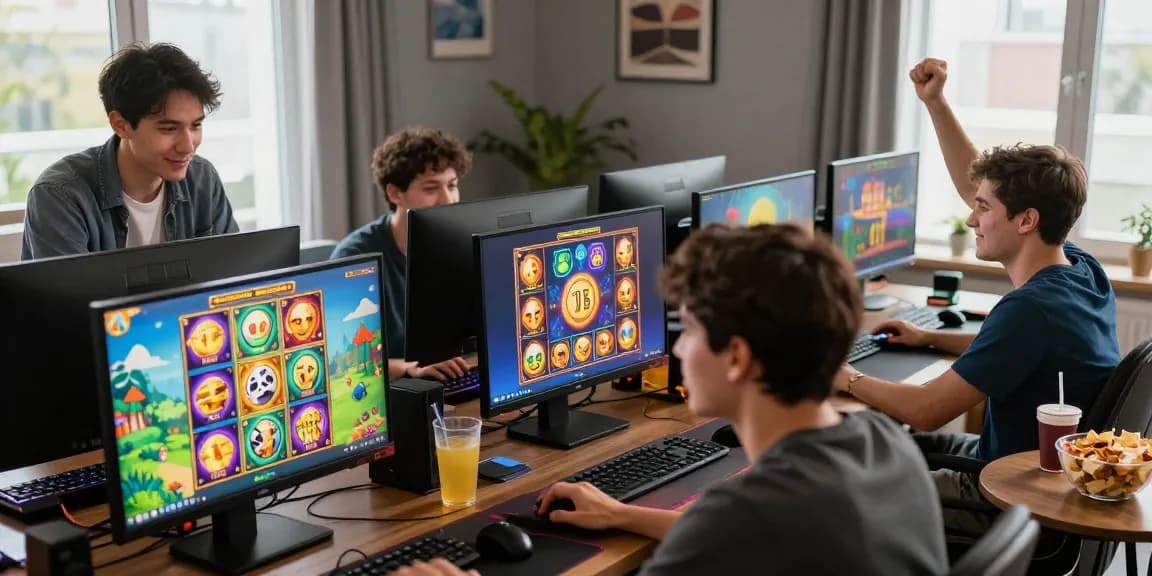 Exciting gaming atmosphere showcasing situs slot action with players enjoying colorful online casino games.