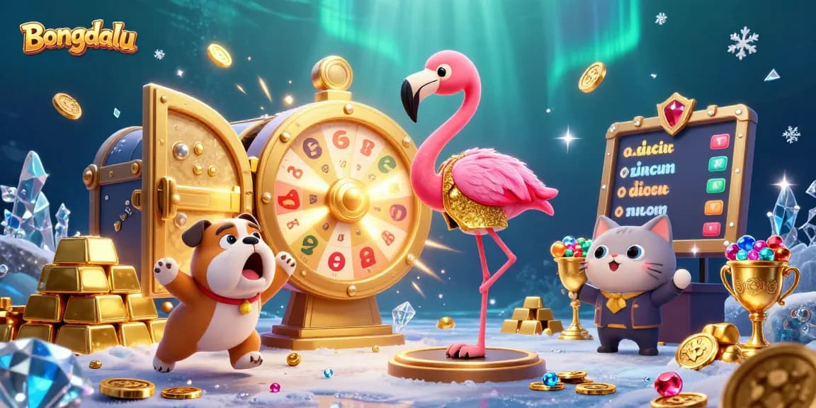 Bongdalu captures the thrill of live betting with vibrant game show characters and sparkling treasures.