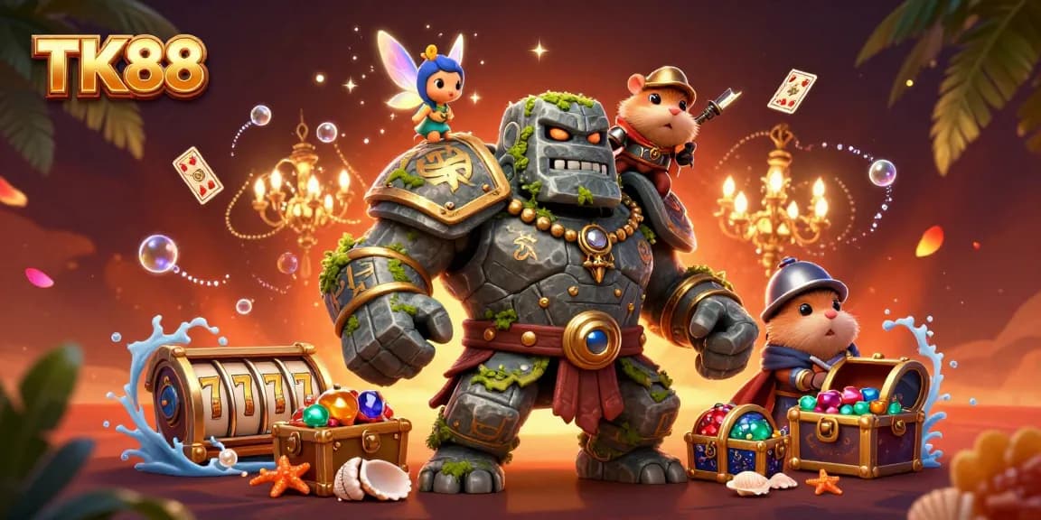 Experience thrilling gameplay at TK88 with enchanting characters and vibrant casino elements.