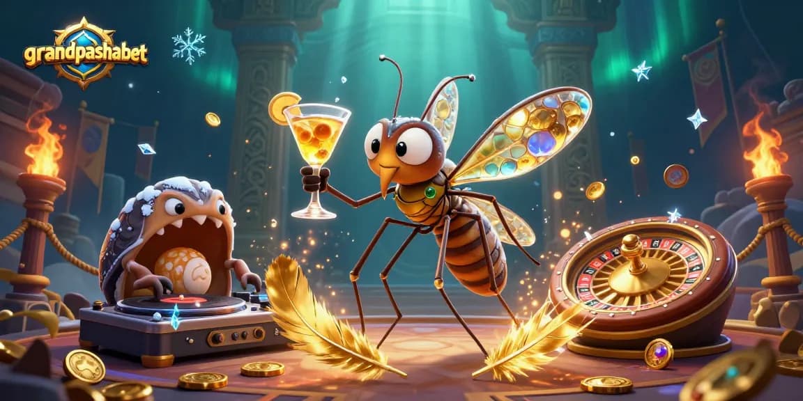 grandpashabet ile canlı casino atmosferinde eğlenceli bir dijital illüstrasyon.