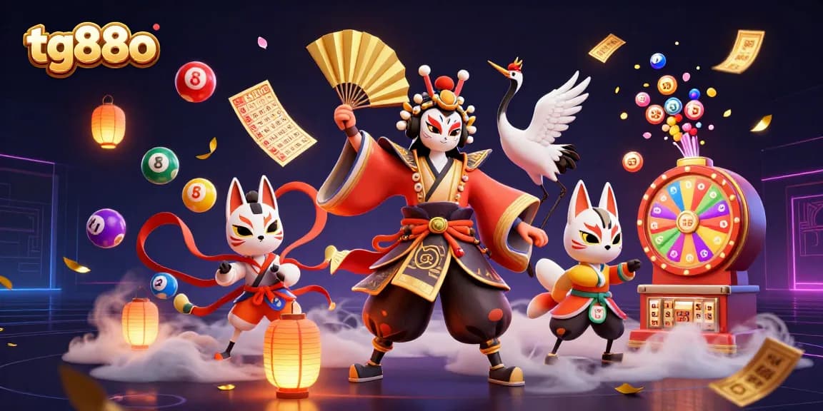 Join the thrill of tg88o with kabuki warriors, lively gambling elements, and dynamic lottery excitement.