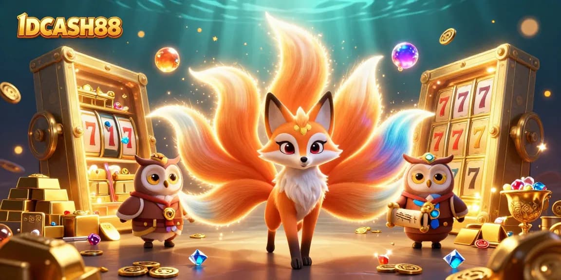 Experience the thrill of IDCASH88 with vibrant slot games, glowing treasures, and playful spirits.