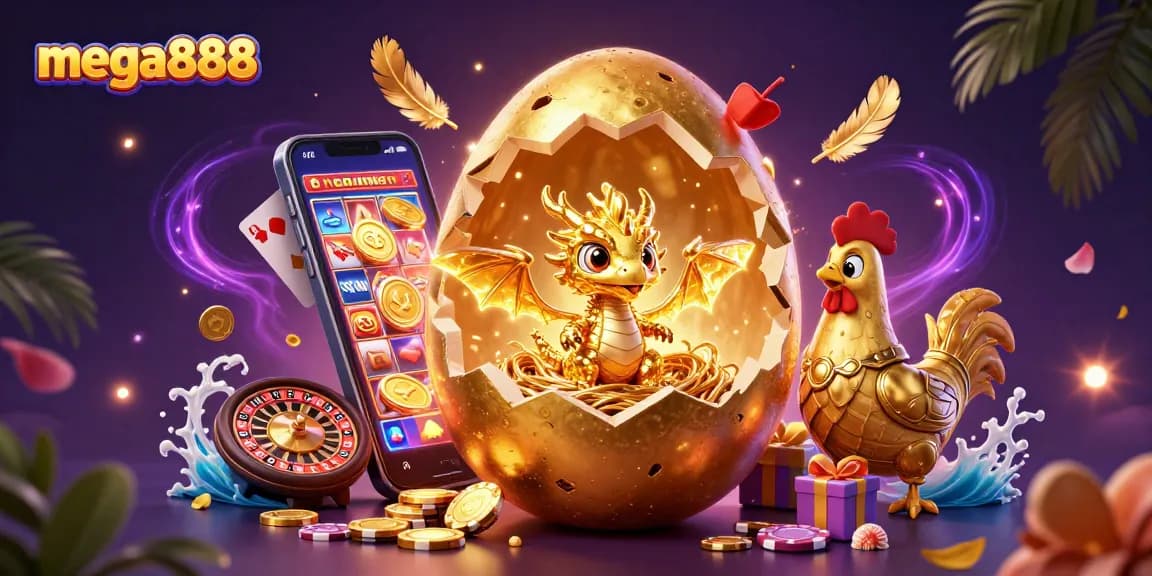 Experience thrilling gameplay with mega888 featuring a golden dragon and dazzling casino elements.