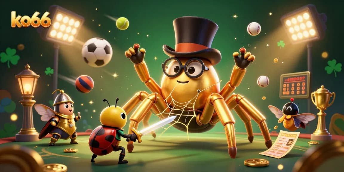 Join the excitement at ko66 with a giant tarantula and adventurous beetle at the casino!