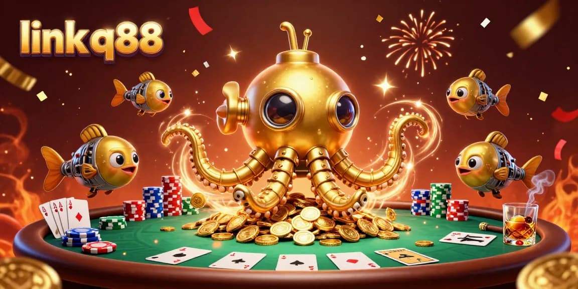 Experience the thrill of gambling with the link q88 underwater scene featuring golden coins and poker elements.