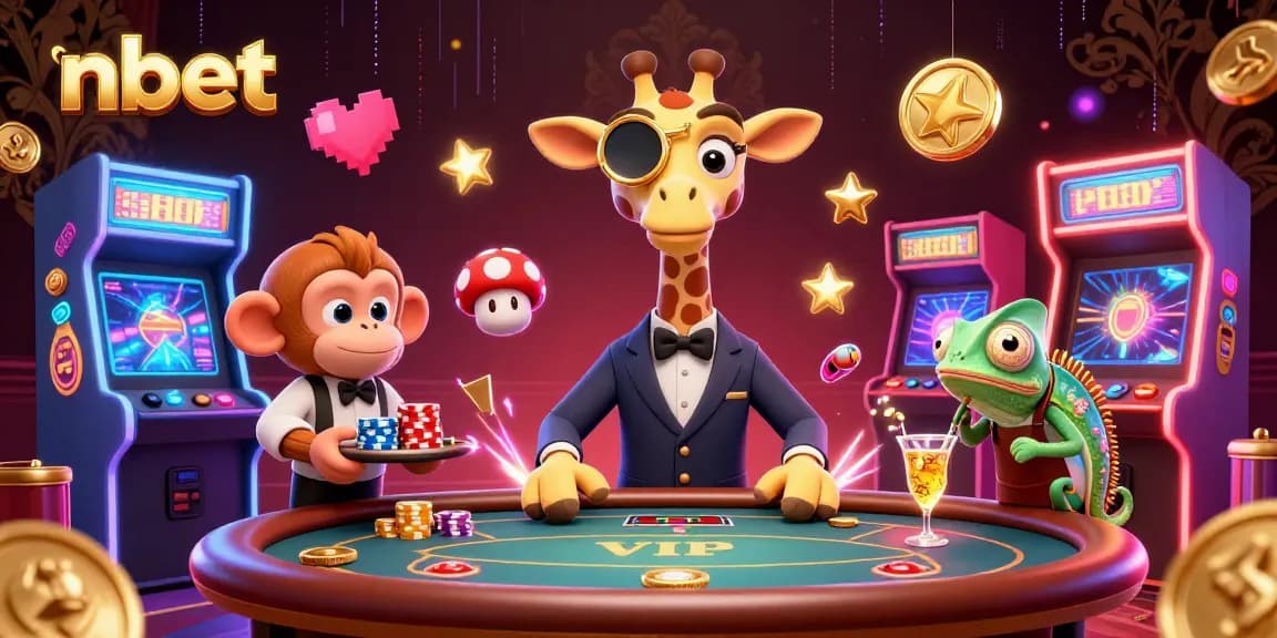 Engage with nbet's vibrant casino atmosphere featuring charming cartoon characters and dynamic gaming elements.