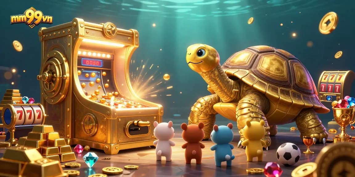 Experience thrilling gameplay with mm99vn featuring a golden tortoise-pinball and dynamic casino elements.