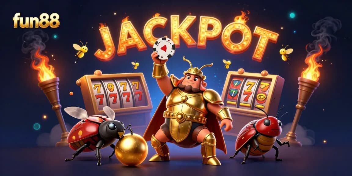 Experience fun88's thrilling casino atmosphere with a vibrant jackpot celebration scene.