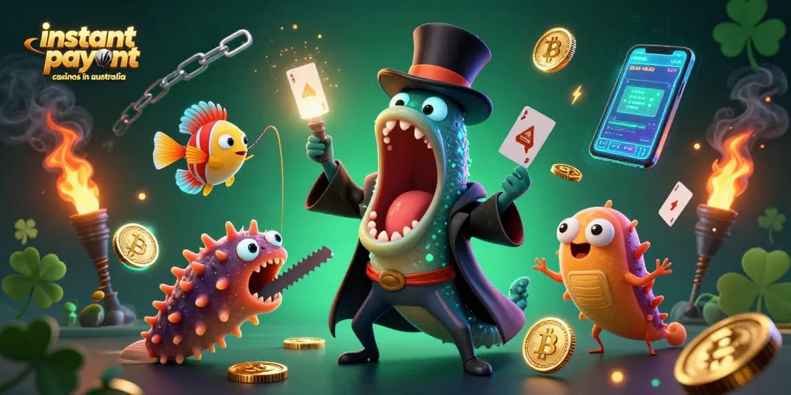 Experience the thrills and wins of instant payout casinos in Australia with this vibrant illustration.