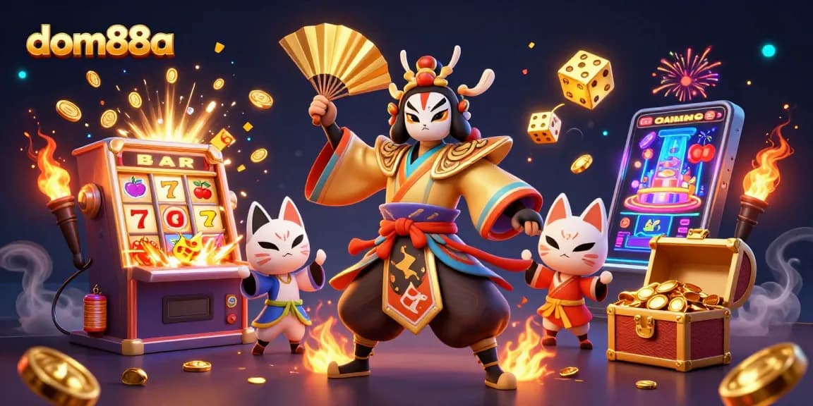 Spin and win at dom88a with thrilling jackpots and vibrant casino games showcased in a vibrant digital scene.