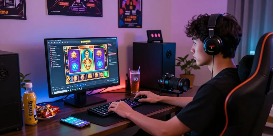 Pengguna SUPER59 login dengan nyaman di rumah sambil menikmati permainan slot online, tampilan laptop yang menarik dan suasana santai.
