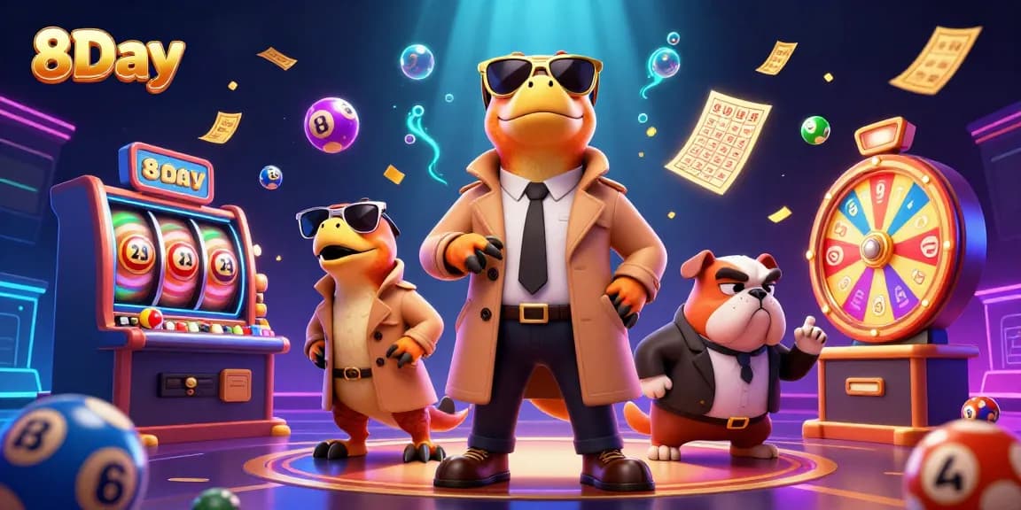 8Day highlights thrilling gaming action with cartoon raptors in a VIP casino scene.