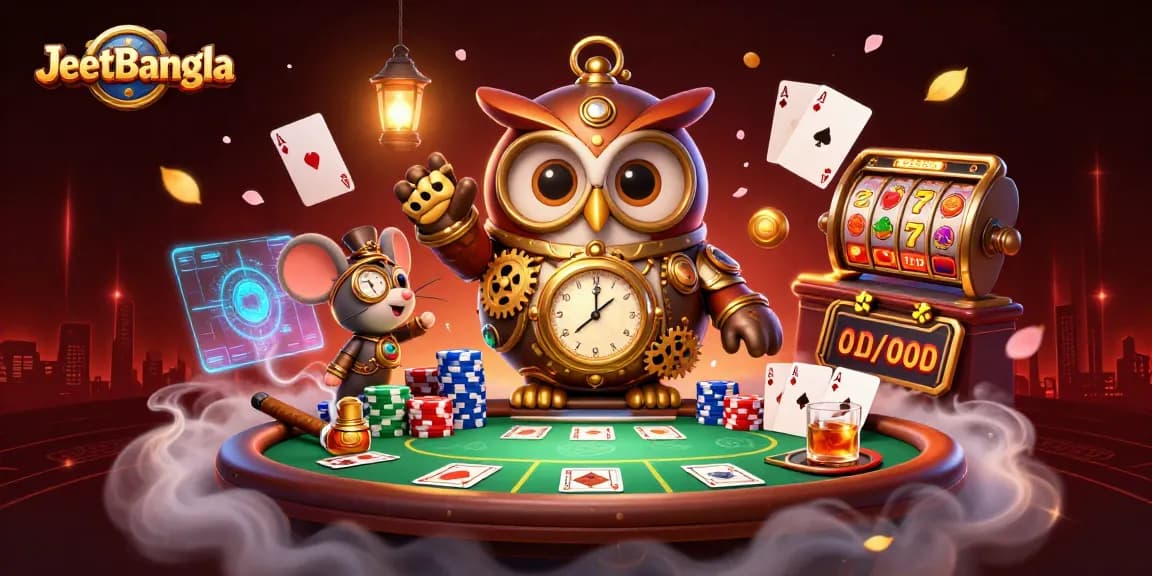 JeetBangla online casino offers thrilling gameplay with rich visuals of steampunk elements and poker excitement.