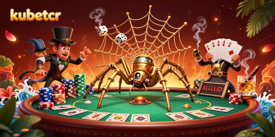Experience thrilling games at kubetcr with our exotic steampunk casino scene overflowing with poker elements.