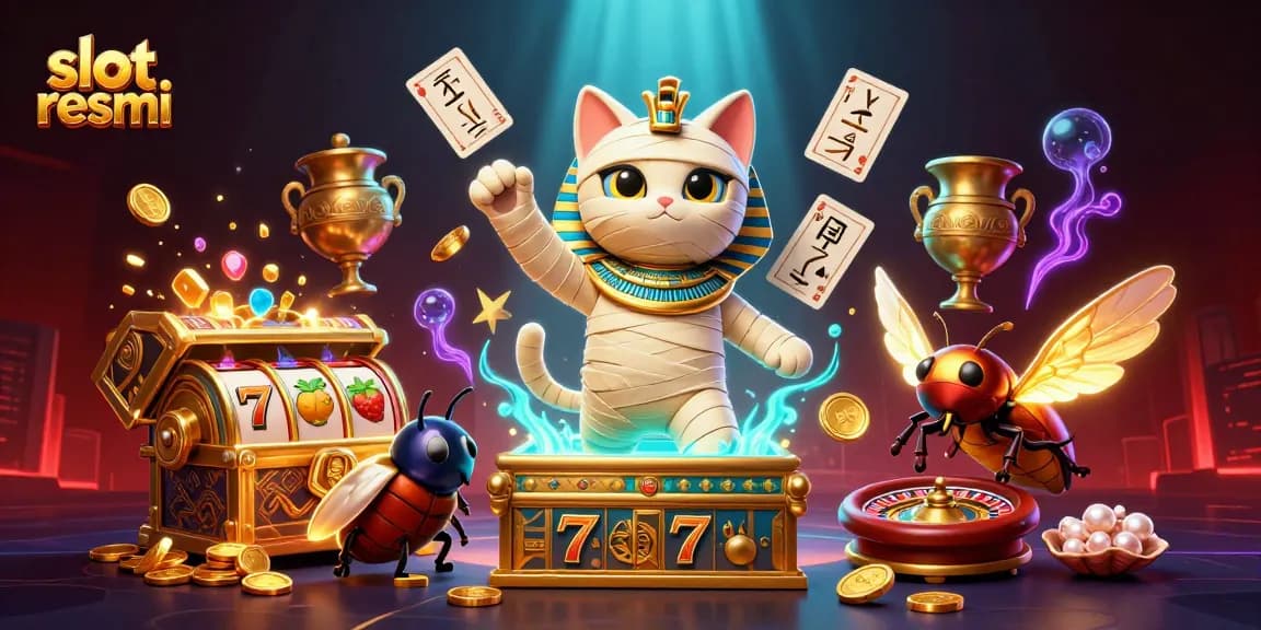 Experience thrilling gameplay with slot resmi featuring a vibrant Egyptian mummy cat and dynamic casino elements.