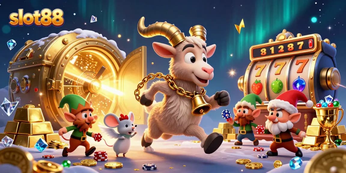 Experience the excitement of slot88 with cartoon characters in a dynamic casino scene.