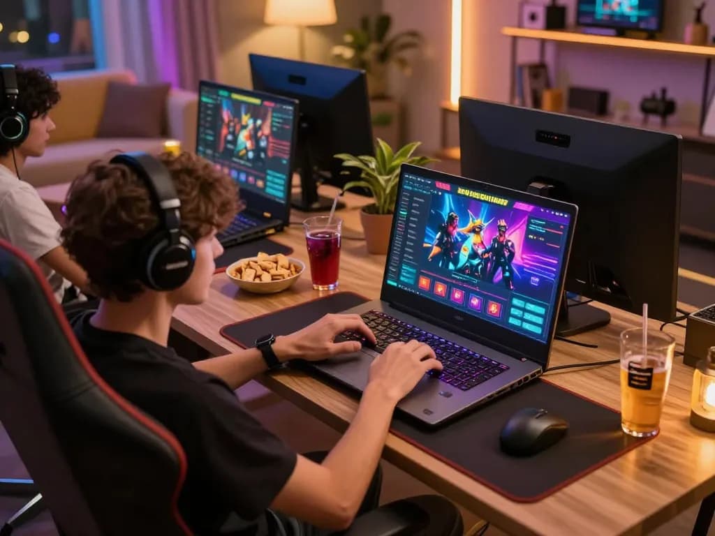 Engaging online gaming scene featuring sunwin interface with a focused player and colorful decor.