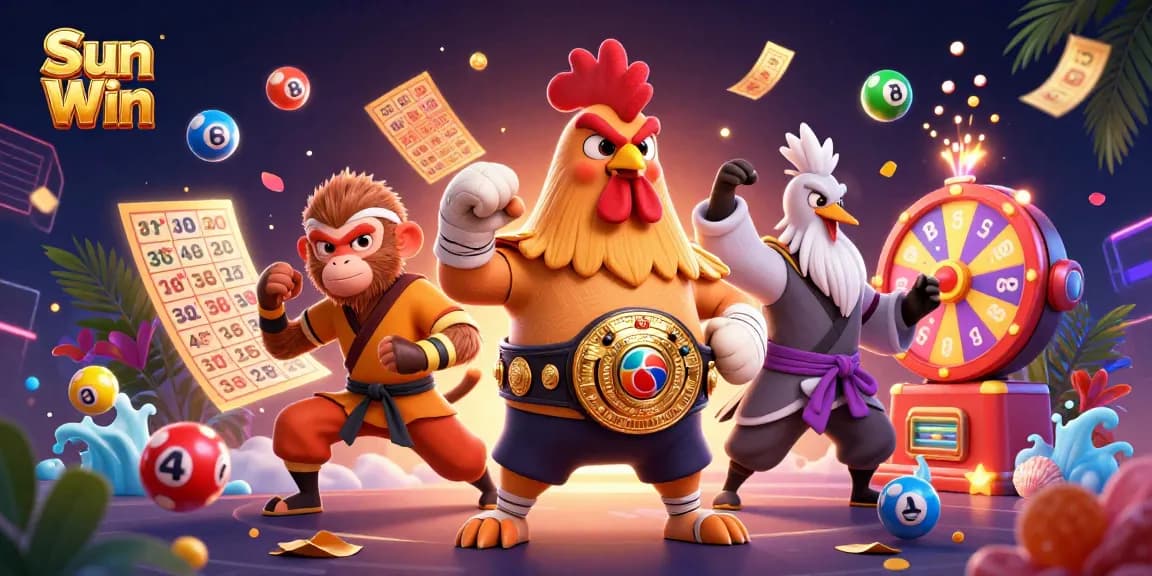 Engage with Sun Win's vibrant gaming scene featuring dynamic lottery elements and martial characters.