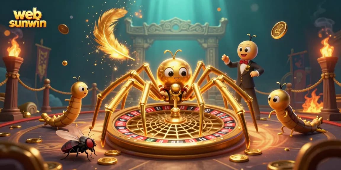 Experience thrilling bets at web sunwin with a golden spider roulette and vibrant casino elements.