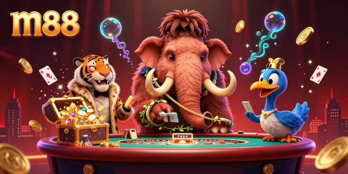 Experience the vibrant world of m88 with engaging casino characters and dynamic roulette action.