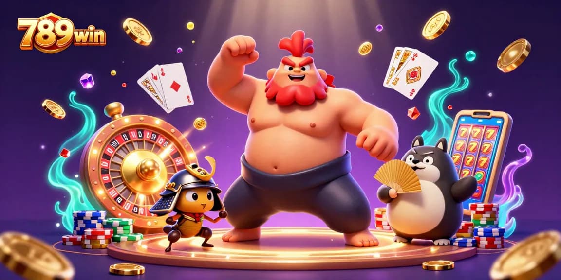 Experience the thrilling energy of 789win with powerful characters in an exciting casino scene.
