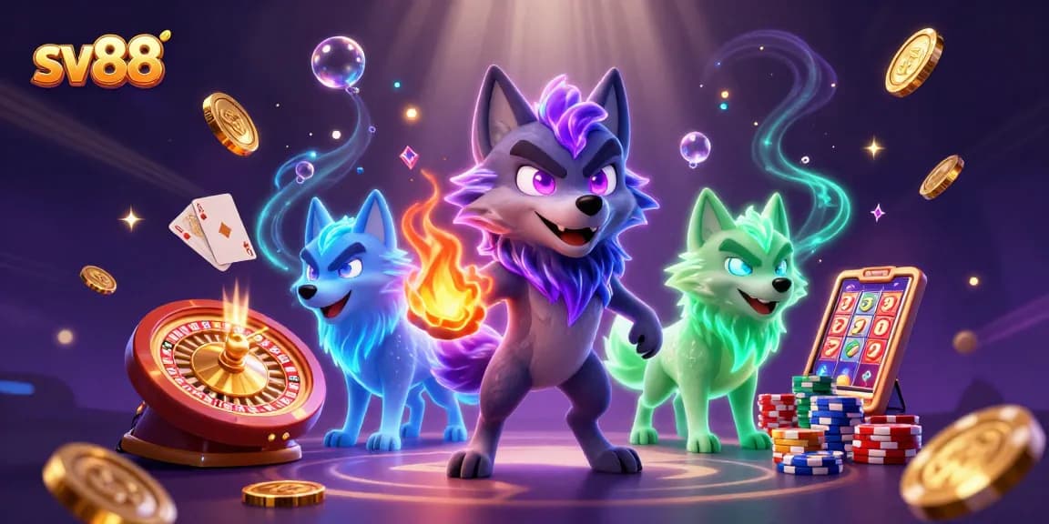 Experience sv88's thrilling casino adventure with ghostly wolves and vibrant gaming elements.