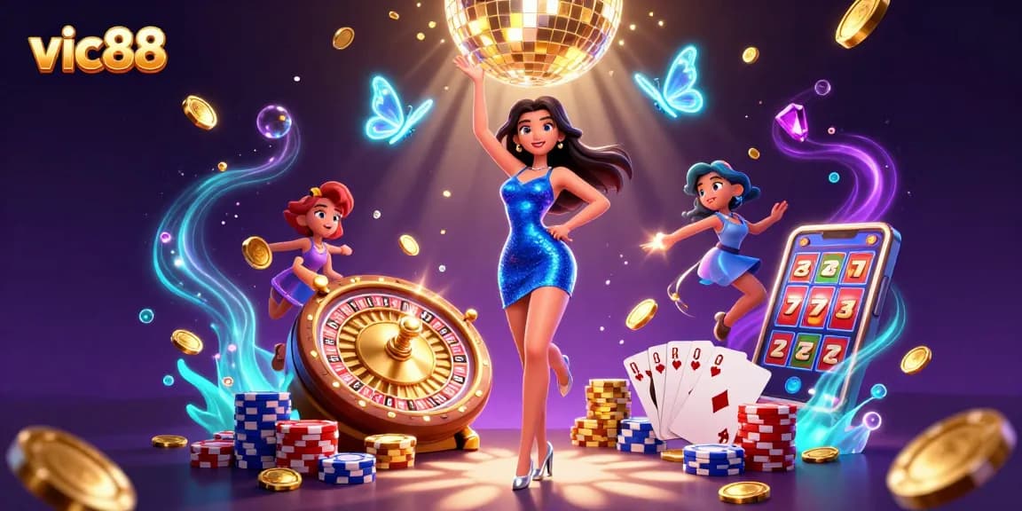 Experience the thrills of gambling with vic88 in a vibrant digital casino scene filled with excitement.