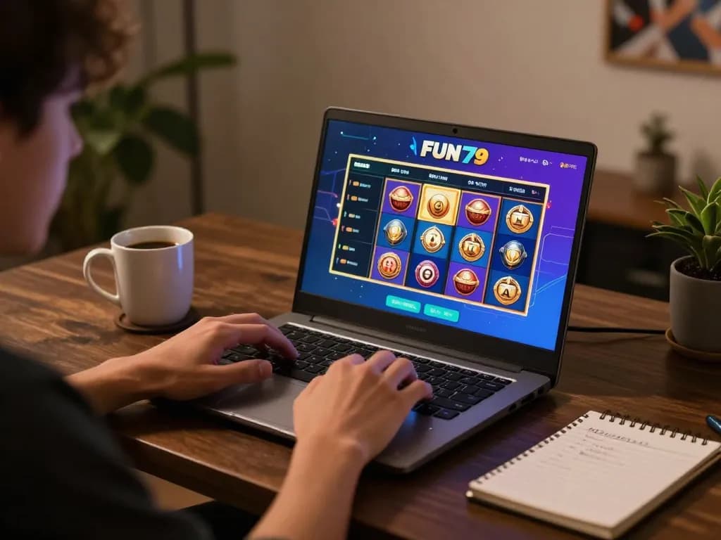 Engage in exciting FUN79 bet strategies with dynamic online gaming interface and cozy setup.