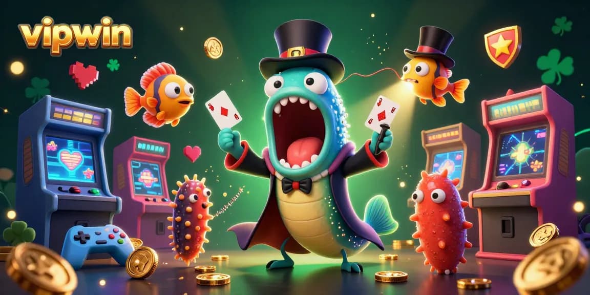 Experience thrilling magic tricks with vipwin's vibrant animated casino scene featuring unique sea creatures.