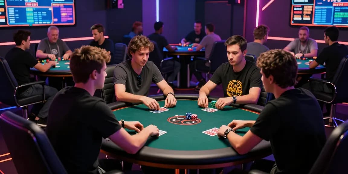 Exciting Daftar Dominobet online poker game with diverse players and vibrant atmosphere.