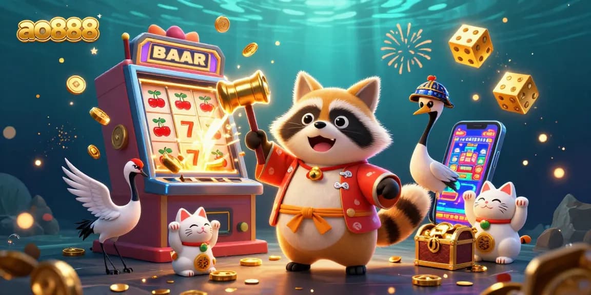 Experience winning excitement at ao888 with cheerful fantasy characters and a vibrant casino scene.