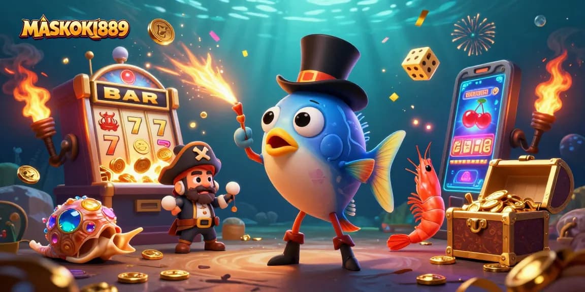 Experience the thrill of betting with MASKOKI889, featuring vibrant casino characters and winning elements.