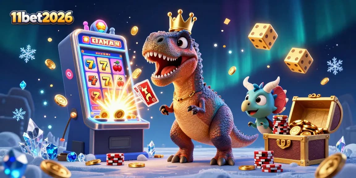 Engaging casino scene featuring 11bet2026's playful characters in a jackpot explosion.