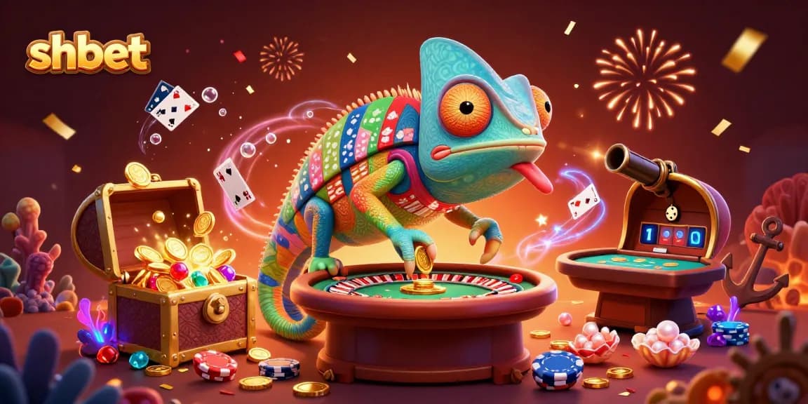 Experience thrilling gaming at SHBET as the chameleon casino owner delights in colorful riches.