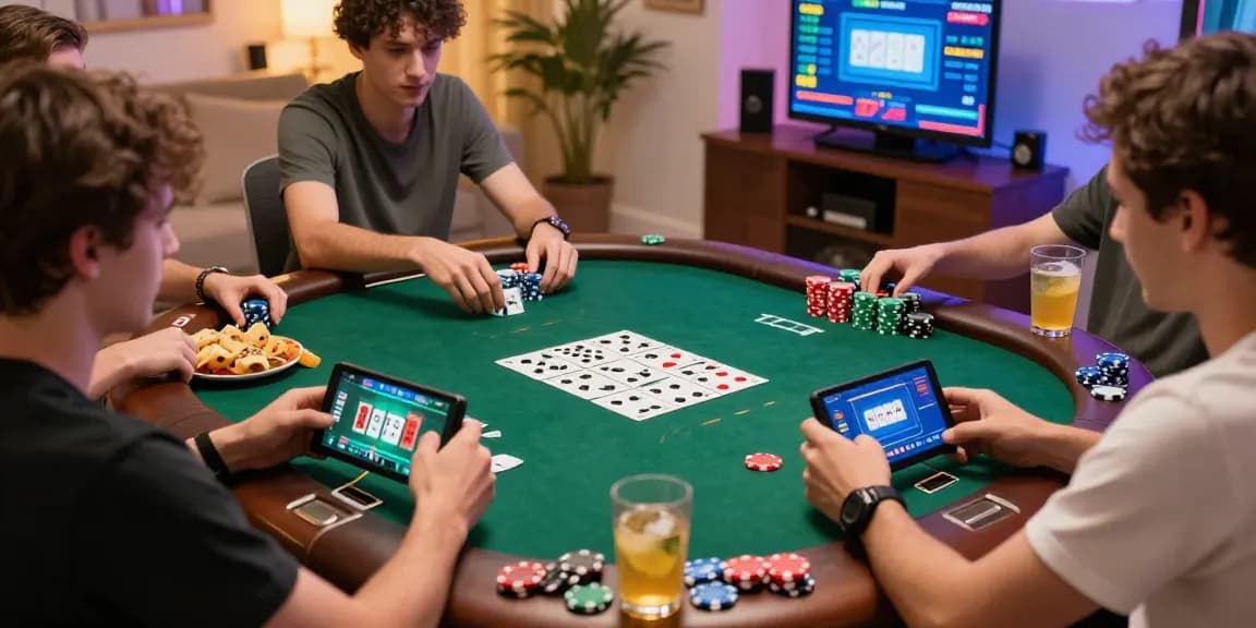 Engaged players enjoying Daftar Domino8 online poker with lively graphics and competitive atmosphere.