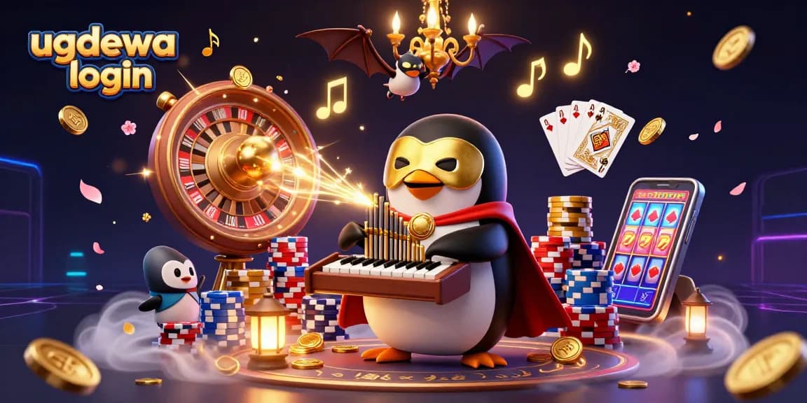Experience gaming excitement with the ugdewa login, featuring vibrant coins and lively casino characters.