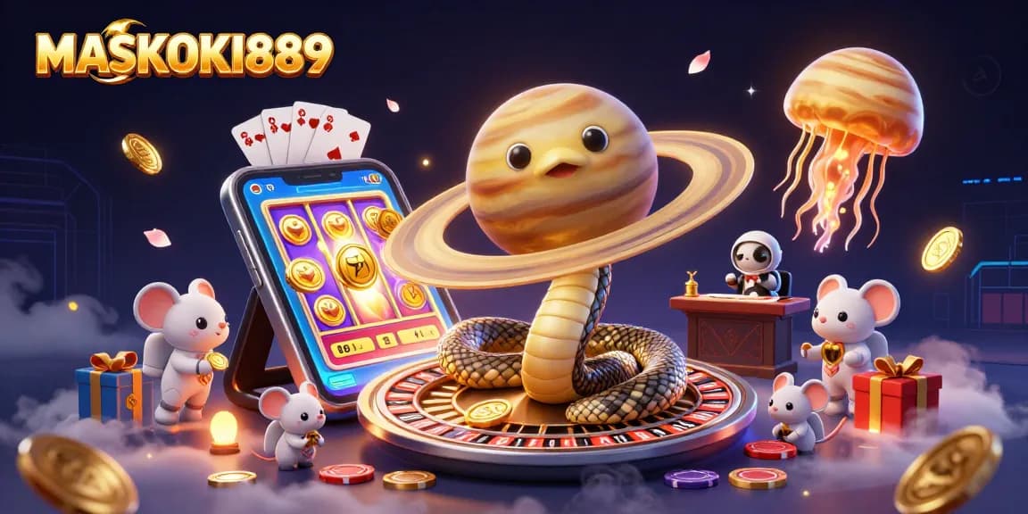 Engage with MASKOKI889's thrilling cosmic casino experience featuring vibrant gameplay and dazzling characters.