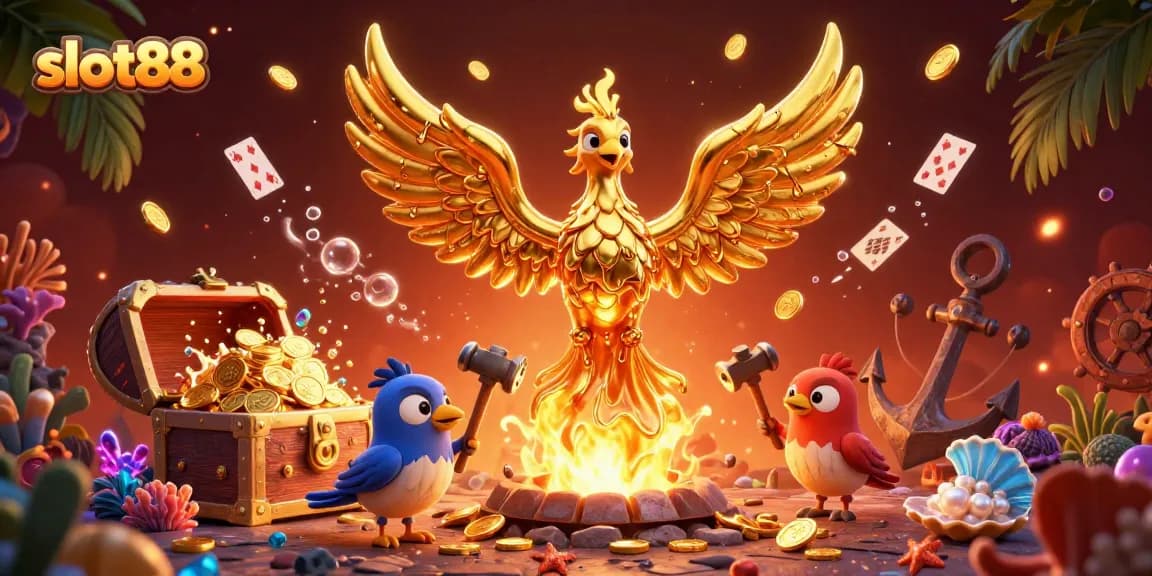 Engage with slot88's vibrant world, featuring a molten gold phoenix and dynamic treasures.