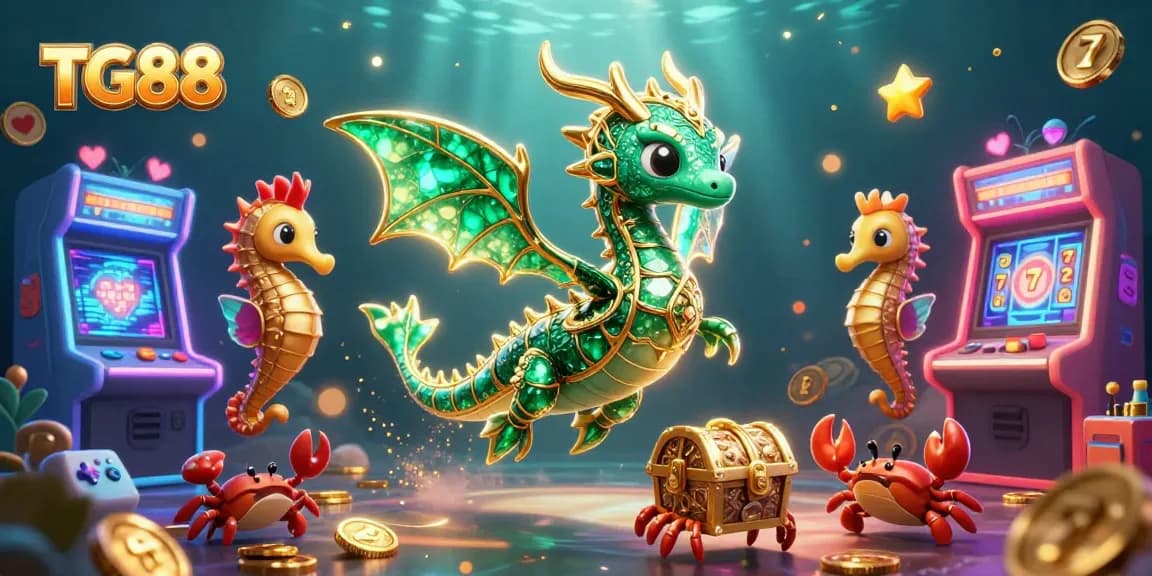 Engage with TG88's vibrant casino experience featuring emerald sea dragon and dynamic gaming elements.