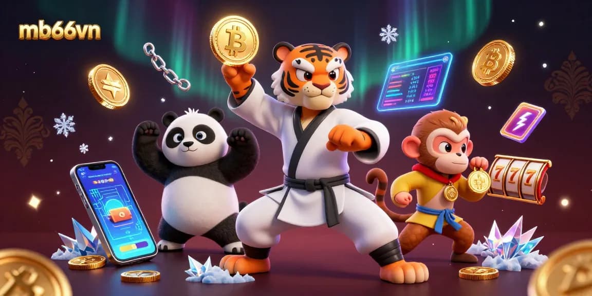 Engage with mb66vn's vibrant casino environment, featuring animated characters embracing gaming excitement