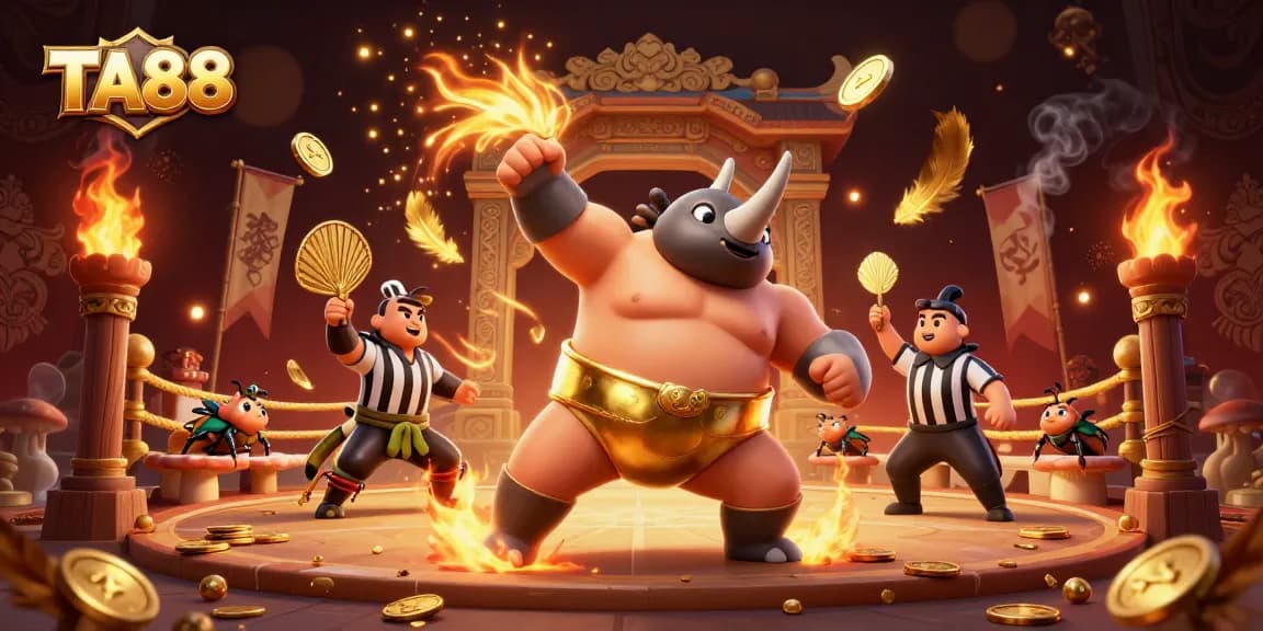 TA88 champions stomp golden coins in a unique gambling arena illustration