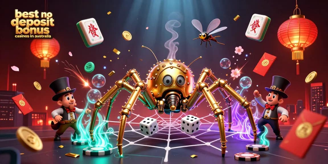 Experience the thrill of the best no deposit bonus casinos in australia with a dynamic 3D illustration.